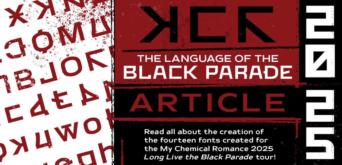 blambot's tweet image. THE LANGUAGE OF THE BLACK PARADE, an article by Nate Piekos, creator of the fonts used for the 2025 My Chemical Romance Long Live the Black Parade tour! Learn all about the development of the official language of Draag!
blambot.com/pages/the-lang…