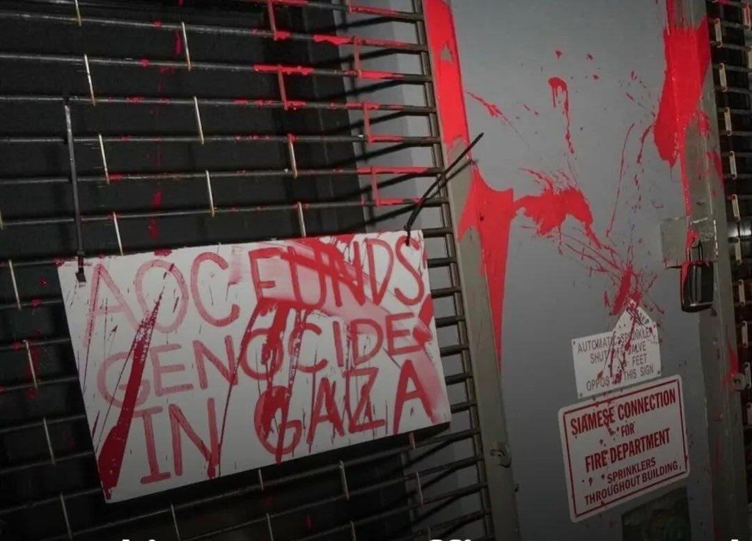 Powerfulmindx's tweet image. AOC's office targeted after she votes against cutting military aid to Israel