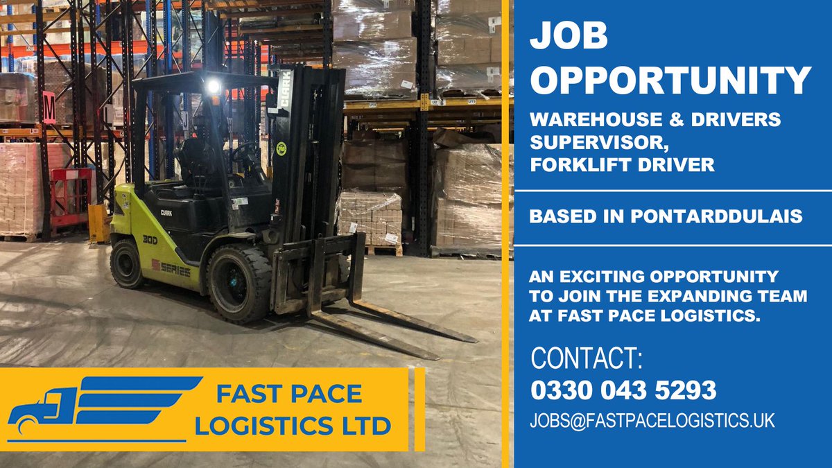 FastPaceLog's tweet image. ***JOB OPPORTUNITY*** 

 Warehouse &amp;amp; Drivers Supervisor / forklift driver.  

Exciting opportunity to join an expanding team at FPL GROUP.

Contact details on poster 📞📷 
or indeed link below👇
uk.indeed.com/viewjob?jk=b39…

#FPL #FASTPASTLOGISTICS #JobOpportunity #Lastmiledelivery