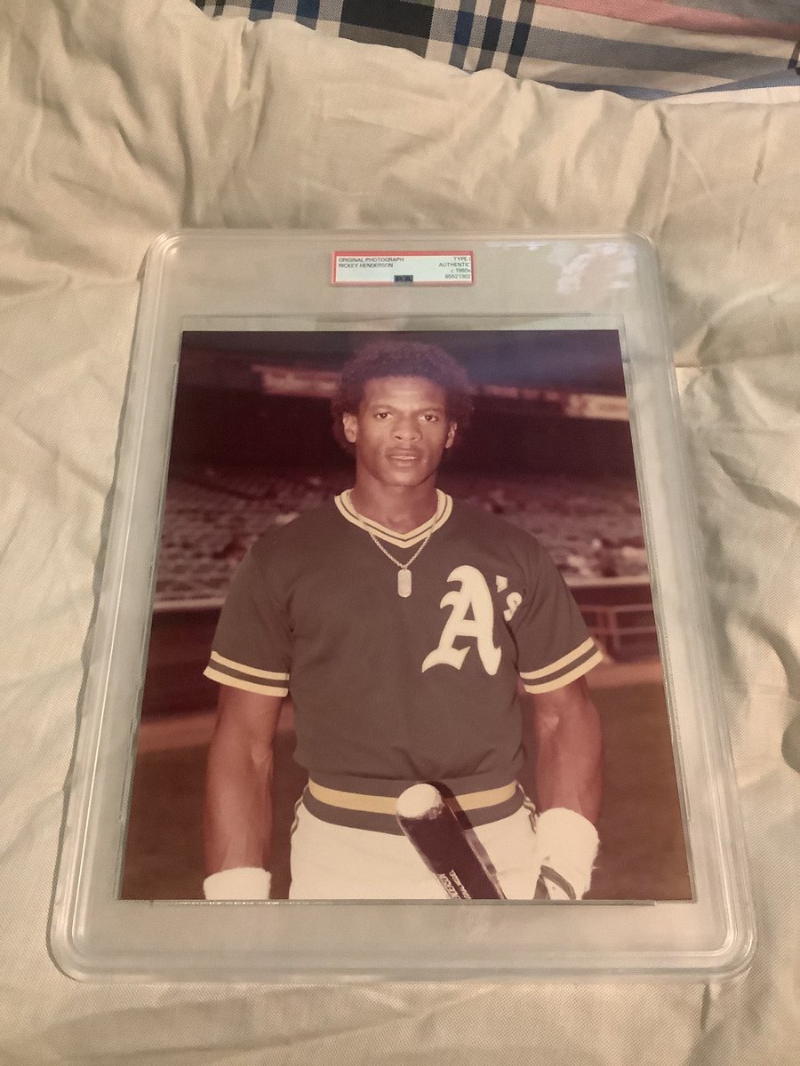 alanbarcoff's tweet image. I just got this back from PSA for my collection, type 1 original 8x10 photo of a young Rickey Henderson 1982. @qpeep77 @rickey939 @RetroCardSnaps @CardPurchaser @natsturner @PSAcard @rosenbaumlaw