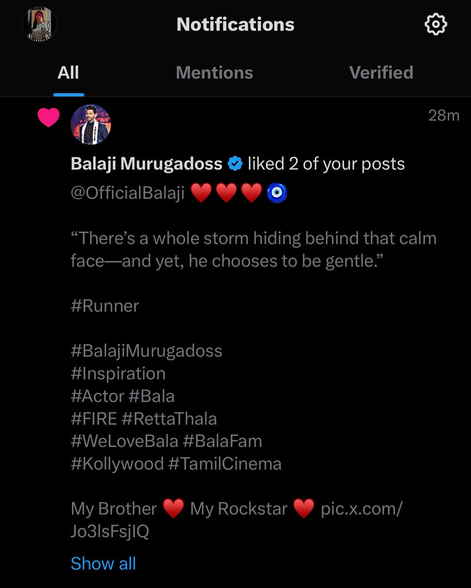Angelina (@hiransara) on Twitter photo Likes from my most favourite human again 🥺❤️ Thank you always! <a href="/OfficialBalaji/">Balaji Murugadoss</a> 🫶🏻
#BalajiMurugadoss #BalaFam #SelfMade
#Inspiration #FanMoment #HeartFull Likes from my most favourite human again 🥺❤️ Thank you always! <a href="/OfficialBalaji/">Balaji Murugadoss</a> 🫶🏻
#BalajiMurugadoss #BalaFam #SelfMade
#Inspiration #FanMoment #HeartFull