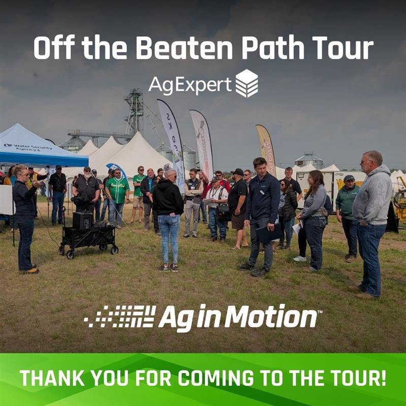AginMotion's tweet image. Can’t believe it’s already over—we’re missing #AIM25! 😢
The Off the Beaten Path Tour by @FCCAgExpert was a big success. Thanks to everyone who joined us at Innovation Acres! 👣🌾
#AgInMotion #FarmShow