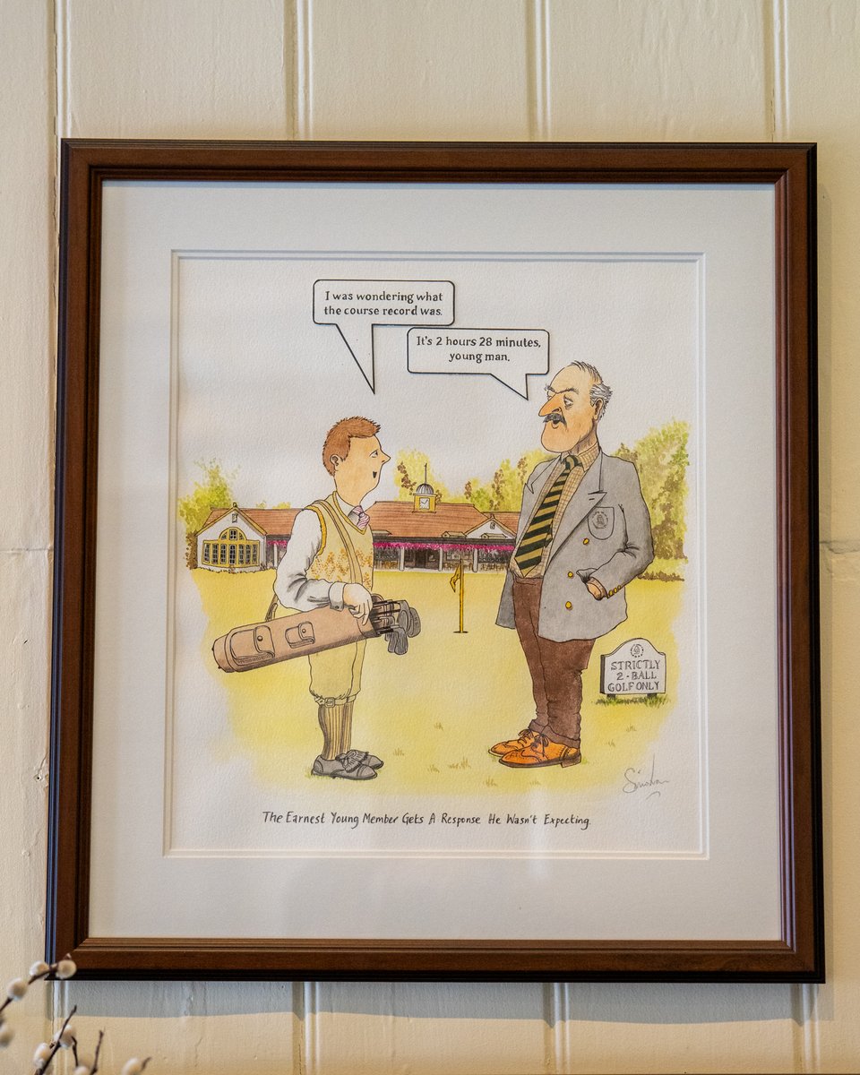 Our clubhouse wall art tells the story of our club and course, but few pieces capture the ethos of our club quite like this sketch that hangs outside the dining room.

While we're predominantly a two-ball club, we also allow fourball golf on Tuesday and Friday afternoons.
