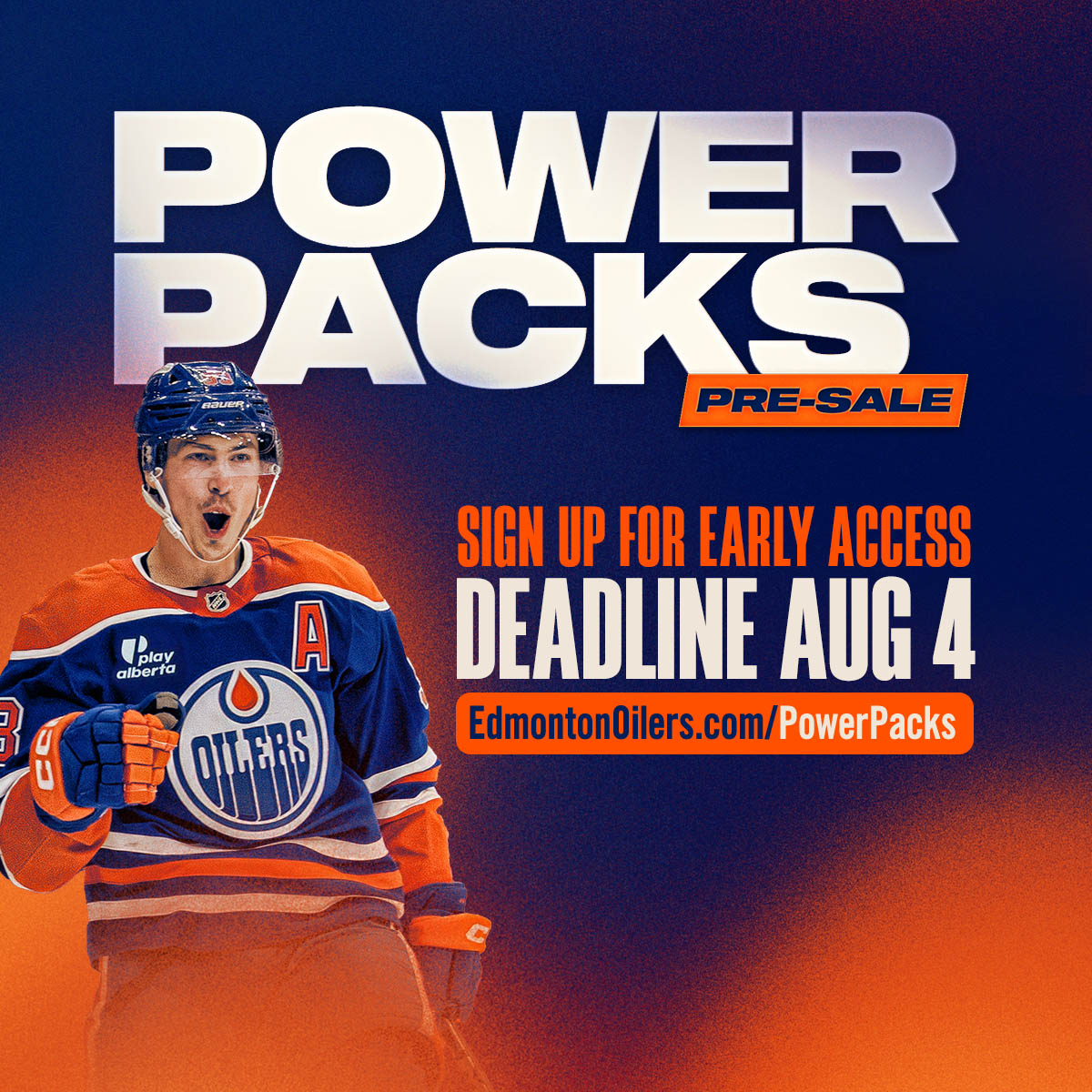 EdmontonOilers's tweet image. POWER PACKS ARE BACK‼️🔋
Sign up for the pre-sale for first access to this year's #Oilers Power Packs plus brand new Quarter Season Seats!
Register ➡️ EdmontonOilers.com/PowerPacks