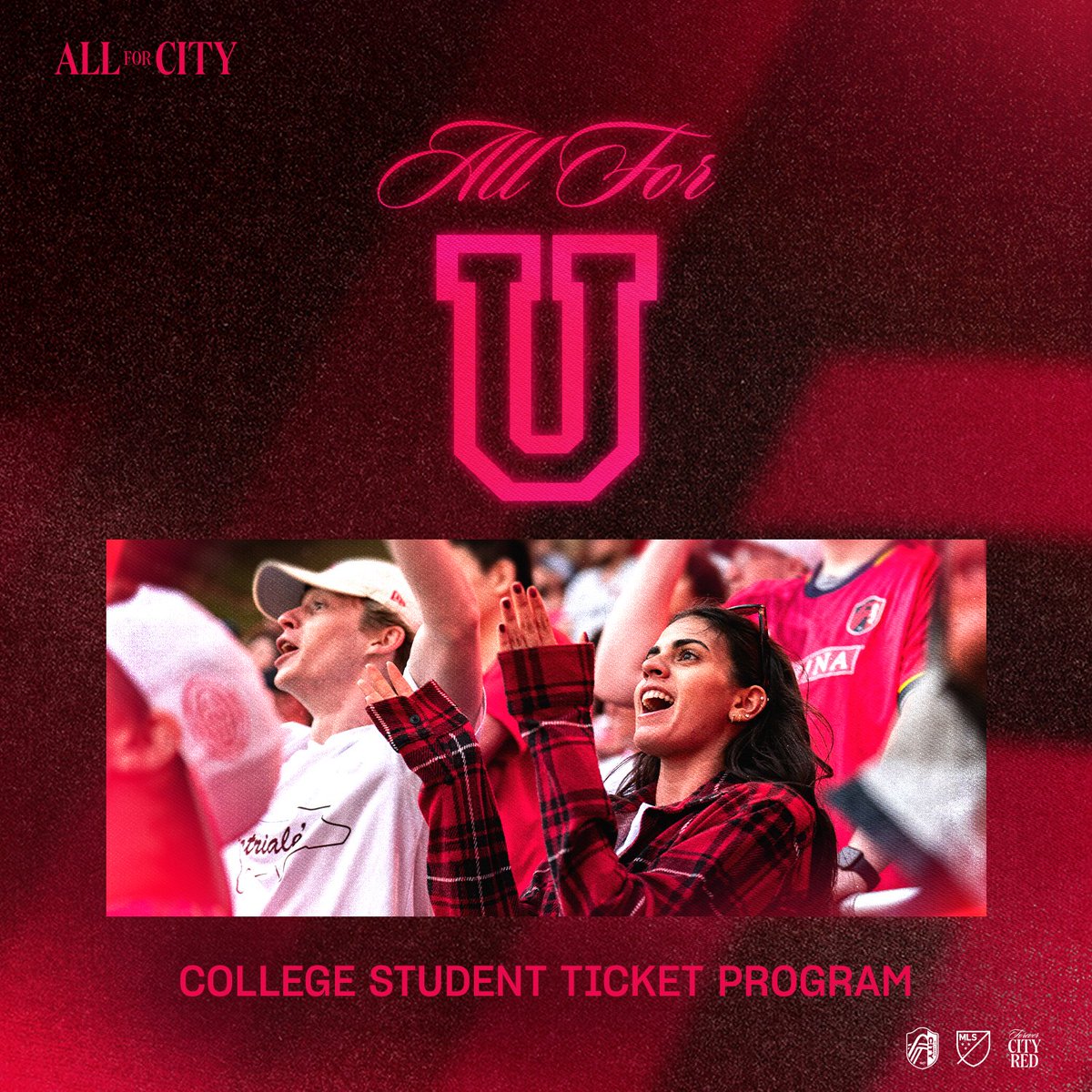 stlCITYsc's tweet image. This VIP experience is for U, college students 👊
Sign up now to receive email alerts for last-minute CITY ticket offers and you could watch the Boys in Red take on @avfcofficial like a VIP!
🎟️ stlcitysc.com/CollegeStudents