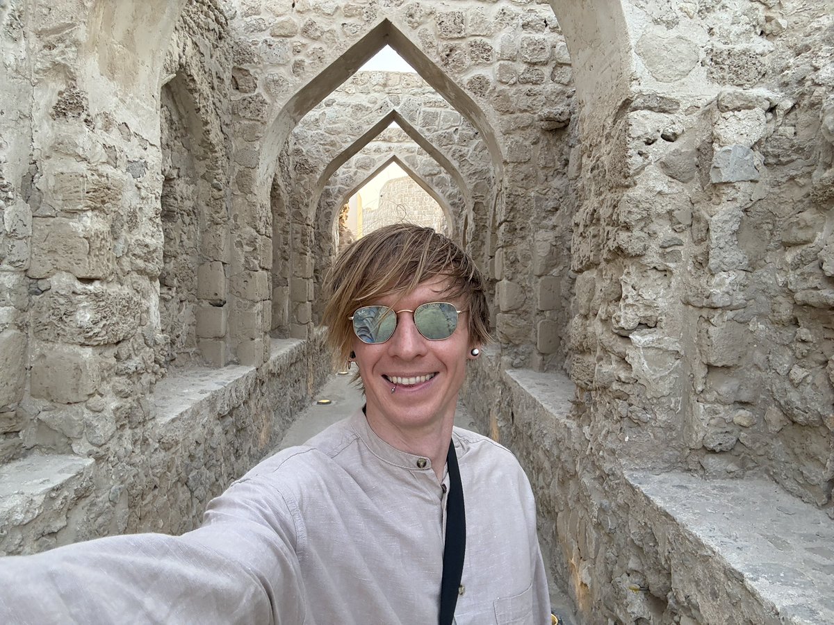 tomrocksmaths's tweet image. Old meets new at Bahrain Fort.
Archaeological excavations have unearthed 7 stratified layers dating from 2300 BC to 18th Century Persians. The layers cover a depth of 12m, so assuming a linear relationship between depth and time, how deep were the Persian relics buried?