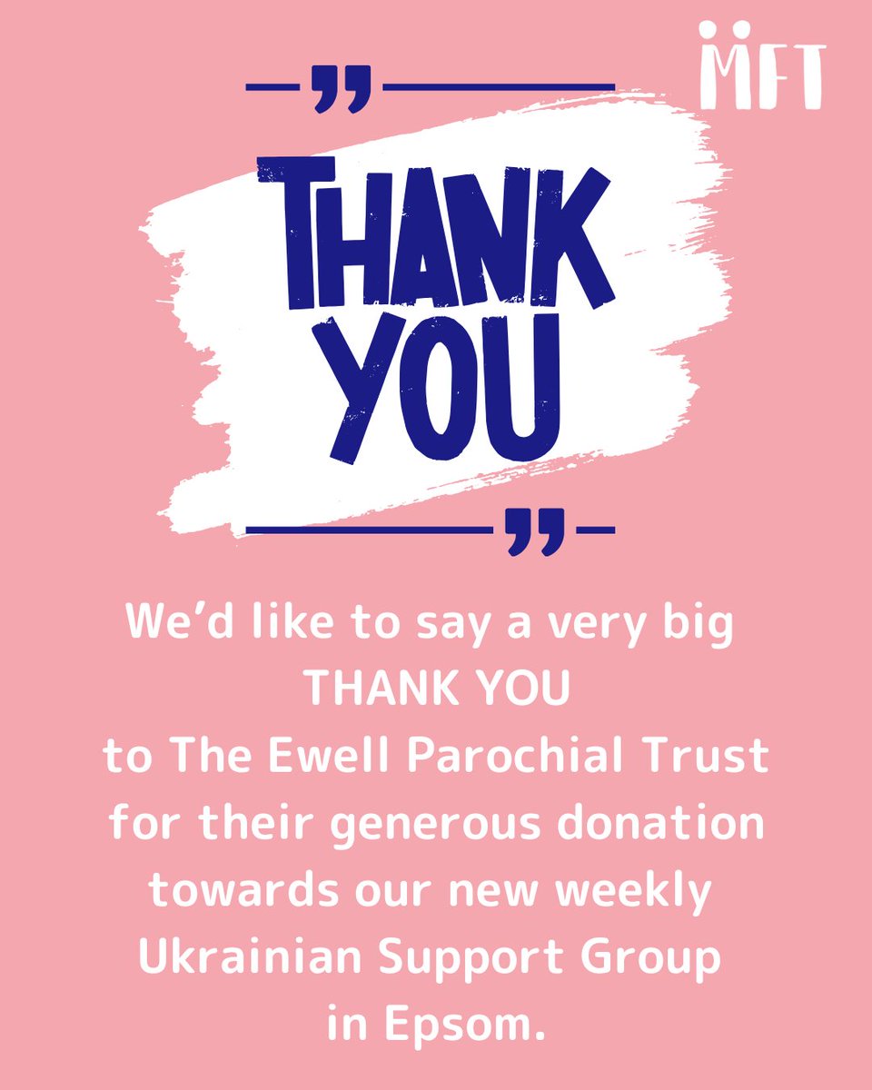 We’d like to thank The Ewell Parochial Trust for their generous donation towards our new weekly Ukrainian Support Group in #Epsom 💗

Check our weekly calendar for more details: maryfrancestrust.org.uk/calendar/?fbcl…  #UkrainianSupport