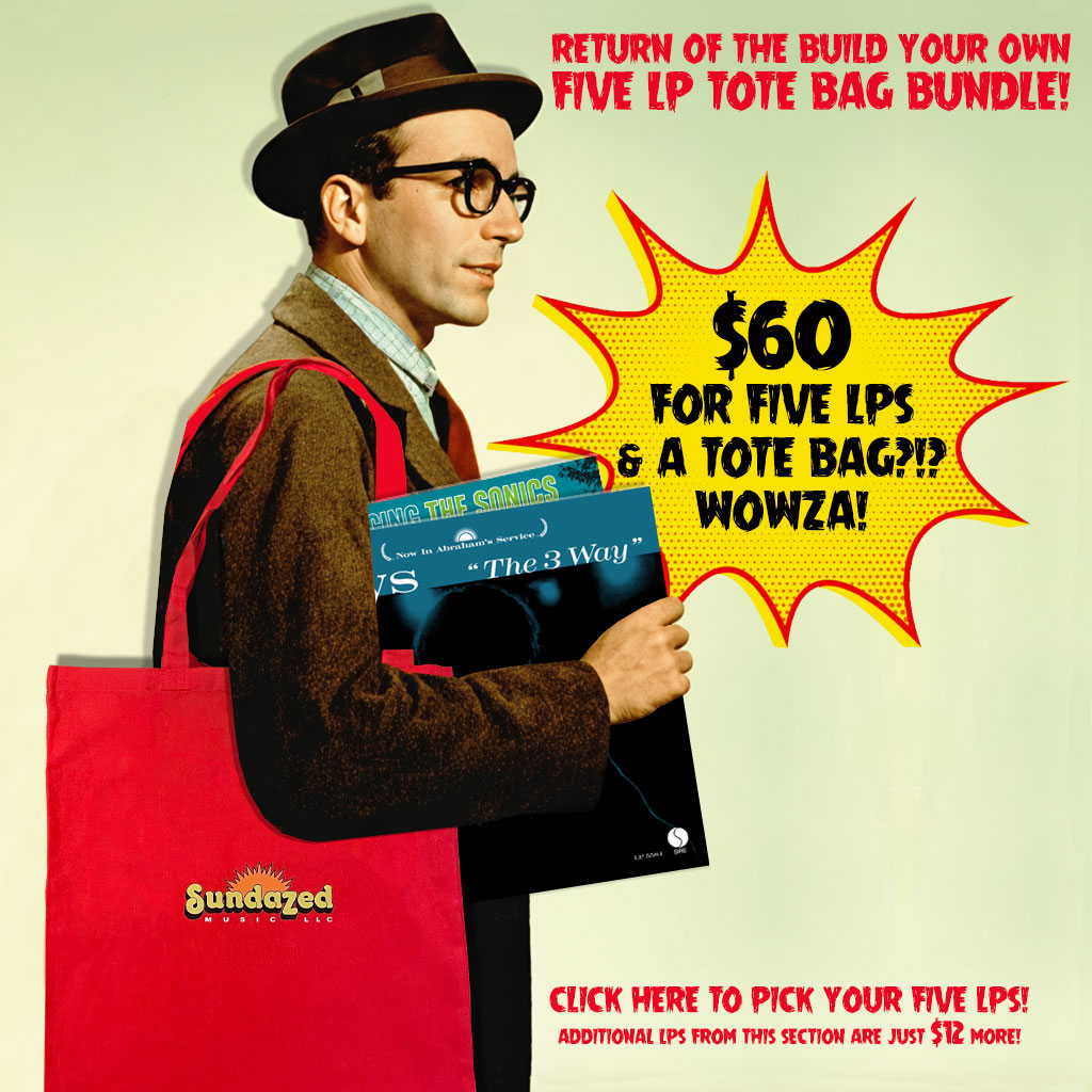 The five LP tote bag bundle is back! Pick 5 records for just $60 &amp; get a cool Sundazed tote bag! Plus, extra items are only $12 each! Build your bundle now: bit.ly/4m1B1d7