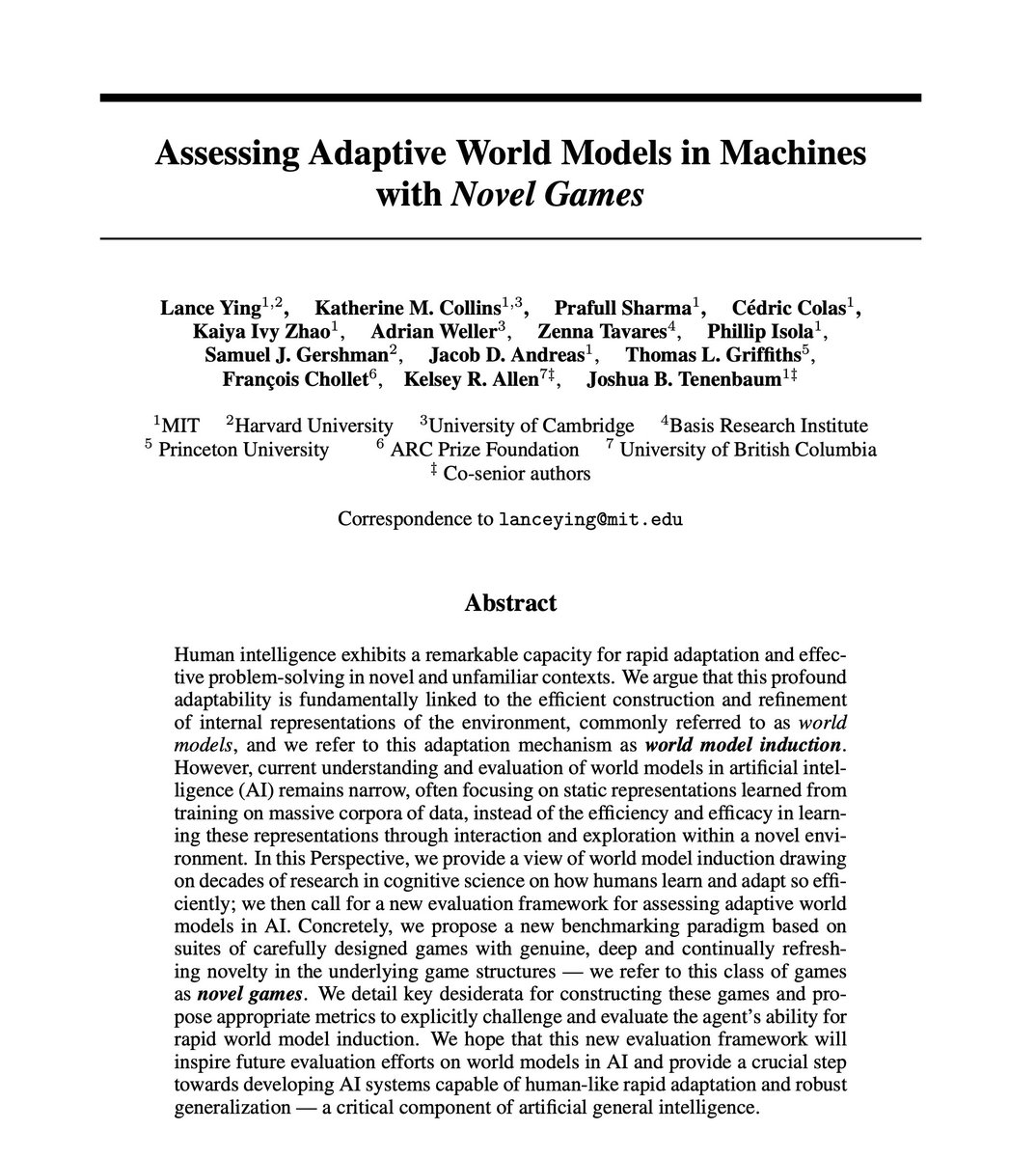LanceYing42's tweet image. A hallmark of human intelligence is the capacity for rapid adaptation, solving new problems quickly under novel and unfamiliar conditions. How can we build machines to do so?
In our new preprint, we propose that any general intelligence system must have an adaptive world model,…