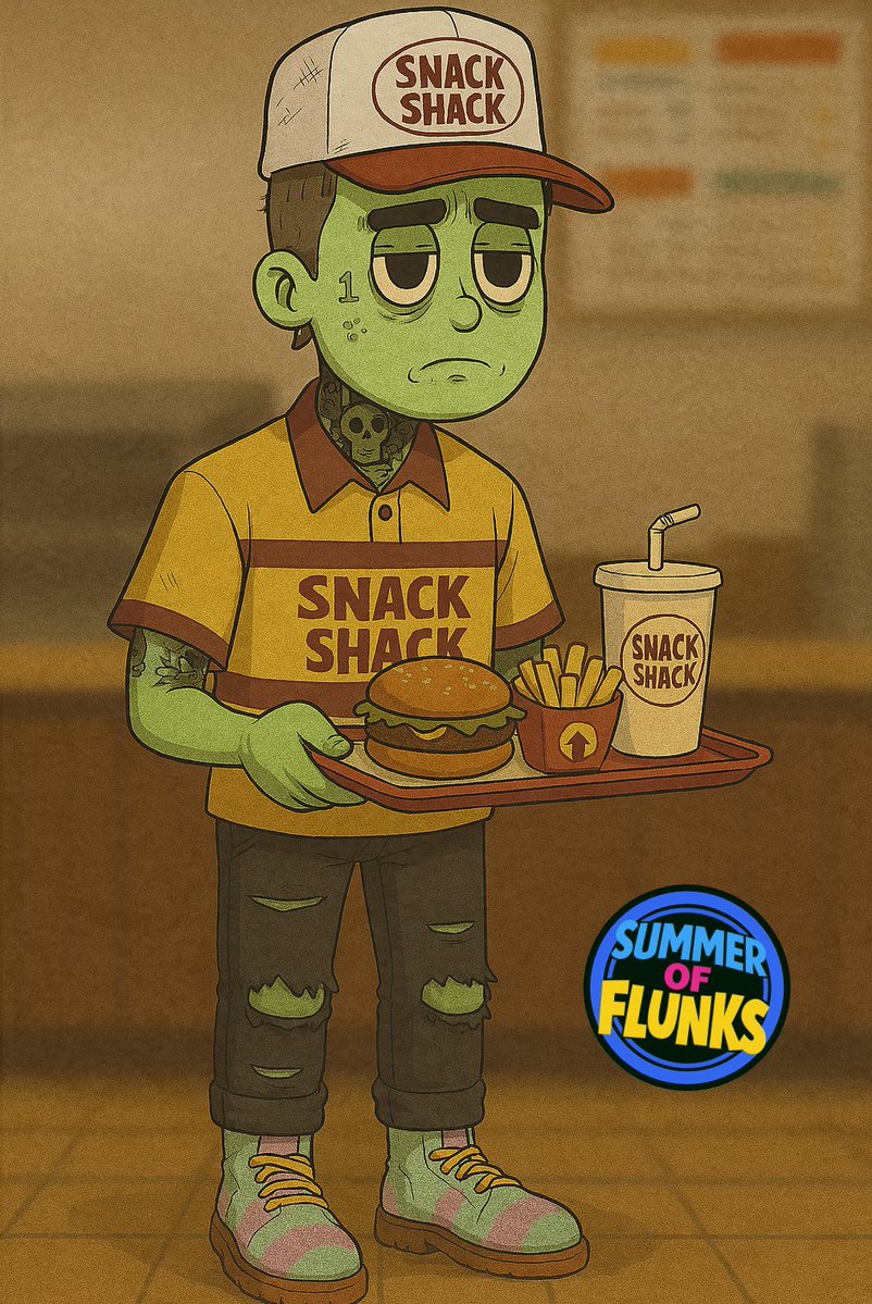flunks_nft's tweet image. We&apos;ve all been there, working summer jobs we don&apos;t like just to make a few bucks.