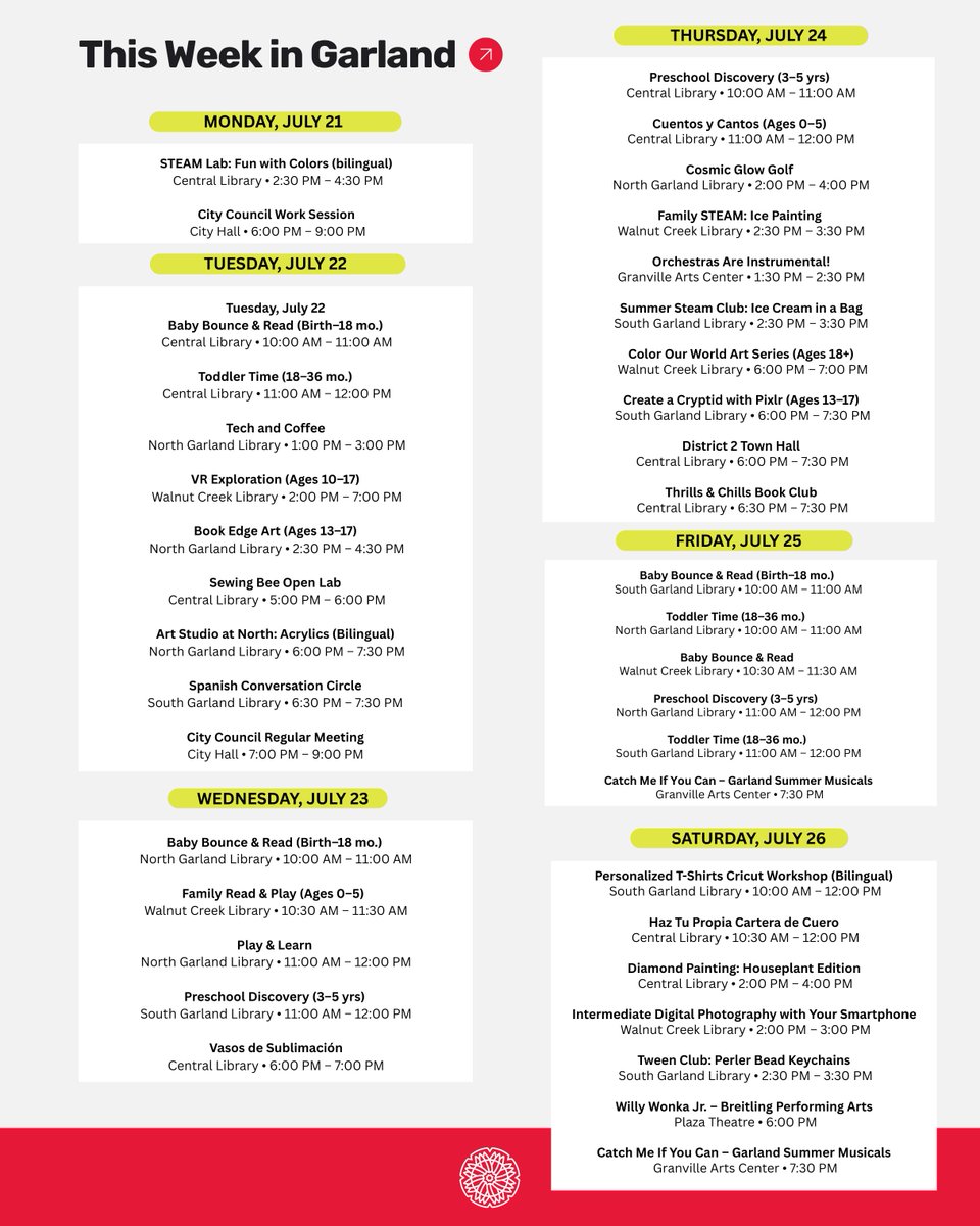 It's a busy week in Garland! Check out what's happening around town 📅