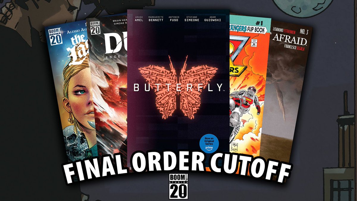 boomstudios's tweet image. Secure the spy thriller creating buzz ahead of its @PrimeVideo debut! It’s the last day to pre-order BUTTERFLY, plus:
VR TROOPERS/POWER RANGERS FLIPBOOK FACSIMILE EDITION #1
DUNE: EDGE OF A CRYSKNIFE: RAGE OF SHAI-HULUD #1
MINOR ARCANA #10
THE LAST BOY #5
BE NOT AFRAID #3…