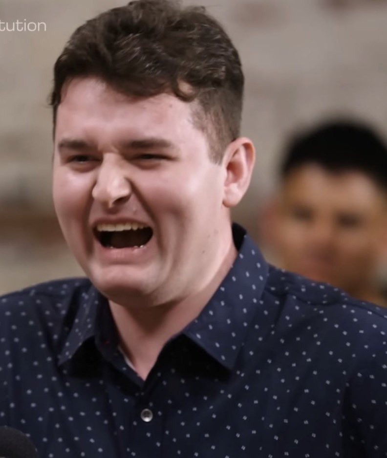 Whatapityonyou's tweet image. “Hey guys check out this cool video I was in where I totally own the libs!”
The video: QUITE FRANKLY QUITE FRANKLY QUITE FRANJLY I LOVE FASCISM I DO HAHAHAAA *creepy laughter* QUITE FRANKLYYYYYYYY