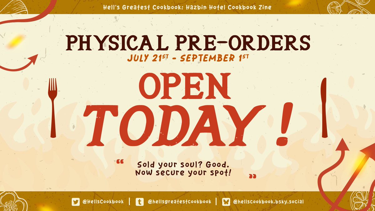 Hell's Greatest Cookbook pre-orders are live! 
Dive into a world of fiery flavors and sinful recipes that will ignite your taste buds. From infernal appetizers to demonic desserts, now bring the heat to your home kitchen! 
🍾 🍽️ 🎊 
#HGCB #HellsGreatestCookbook #Hellaverse