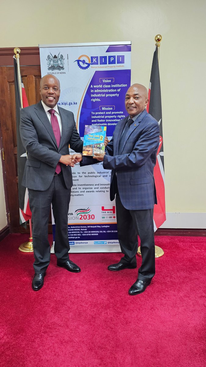 Richard Muteti OGW (@richardmuteti) on Twitter photo Wakili Allan Kosgey, Chair of <a href="/kipikenya/">KIPI Kenya</a>, receives the SME Handbook from author Richard Muteti,CEO of CMSEO, EA — the umbrella body for MSME associations across East Africa and leader of the Skilled Artisans apex body. IP is key for MSME growth. Protect what you create <a href="/kipikenya/">KIPI Kenya</a> Wakili Allan Kosgey, Chair of <a href="/kipikenya/">KIPI Kenya</a>, receives the SME Handbook from author Richard Muteti,CEO of CMSEO, EA — the umbrella body for MSME associations across East Africa and leader of the Skilled Artisans apex body. IP is key for MSME growth. Protect what you create <a href="/kipikenya/">KIPI Kenya</a>