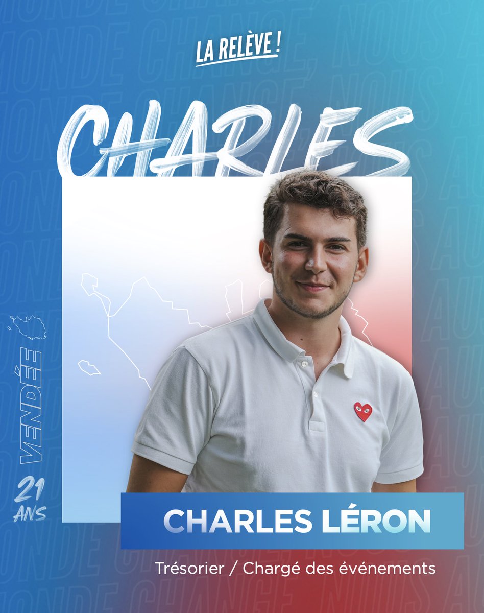 LaReleve2025's tweet image. 🚀 Bienvenue à Charles Léron !
🎤 Futur Trésorier & chargé des événements
📍 La Roche-sur-Yon (85)
🏛️ SR Pays de la Loire, équipe orga nationale, trésorier RE Vendée
🎓 Master en commerce
🧭 Sait s’orienter sans téléphone
Comme Charles, rejoins La Relève ! 🚀