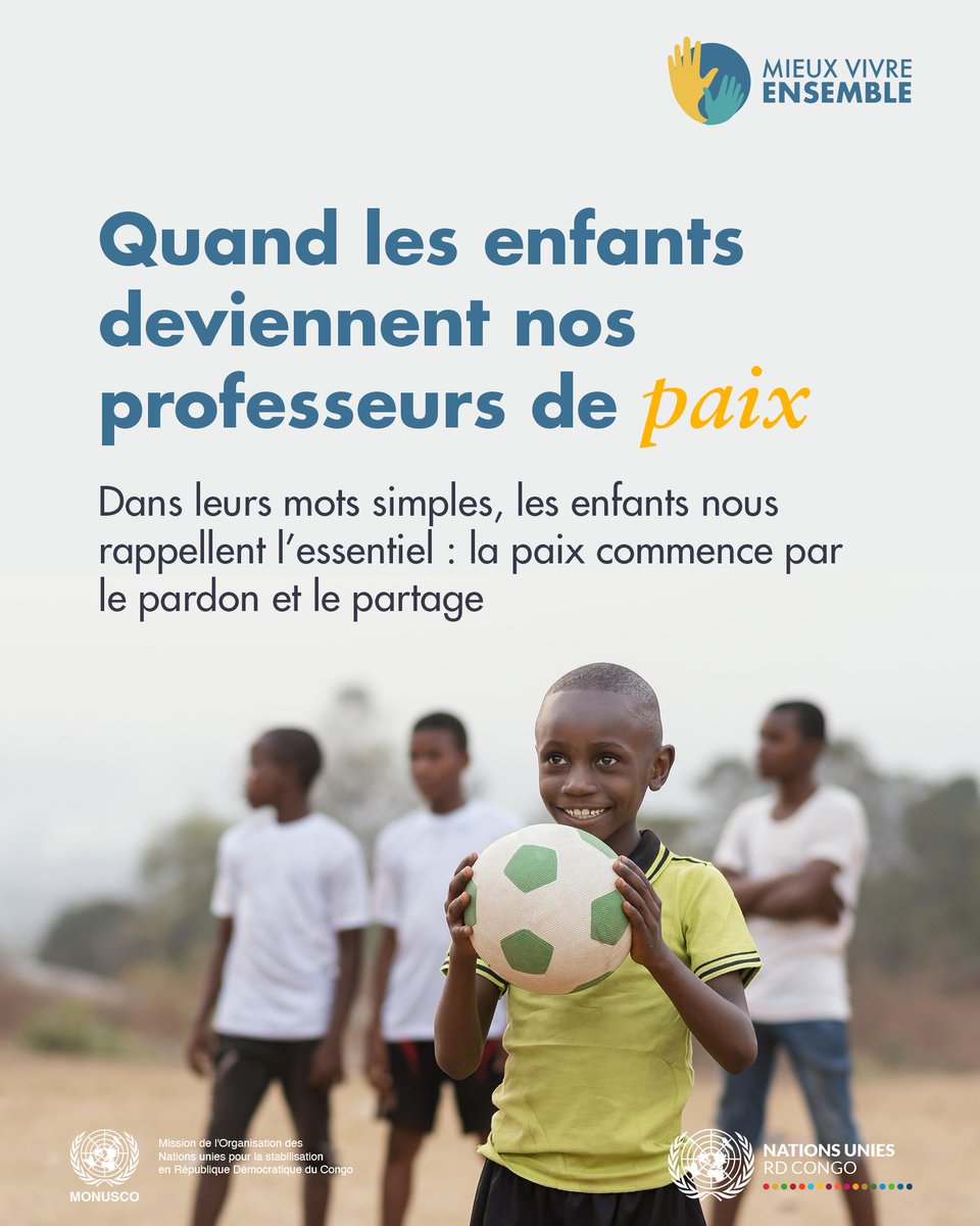 unjhro's tweet image. Dans un monde où les rancunes divisent et les conflits perdurent, les enfants, eux, savent tourner la page. À travers la campagne &quot;Mieux vivre ensemble&quot;, nous rappelons que la cohésion commence par un geste simple: celui de pardonner, comme savent si bien le faire les enfants.