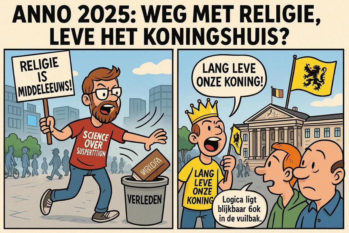 DR_Antwerpen's tweet image. Ik vind het toch opmerkelijk dat mensen die religie als iets ouderwets en voorbijgestreefd beschouwen, tegelijk vinden dat een koningshuis wel thuishoort in onze moderne samenleving anno 2025.