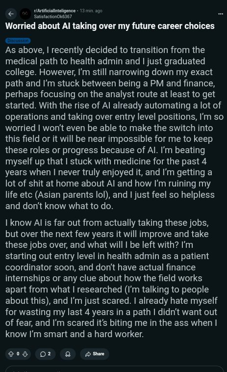 Rufus87078959's tweet image. I understand this individual's insecurities. In the age of AI, choosing which skill or field to learn becomes a puzzle. We may wonder, 'What if my field becomes outdated tomorrow?' My advice to everyone is: don’t be indecisive or indeterminate. Learn what you love and ensure you…