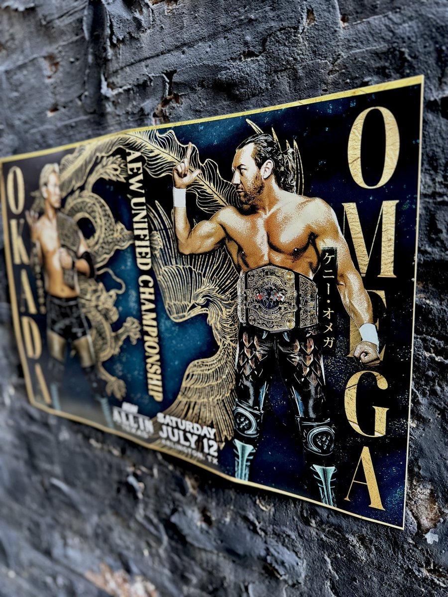 PWTees's tweet image. A battle for unification 💴 🪽 @rainmakerXokada vs. @KennyOmegamanX - AEW ALL IN Texas - 7-12-25 (Hand-Numbered 1-50) 🔗 Link Below
🖼️: pwtees.co/4kOtSM4