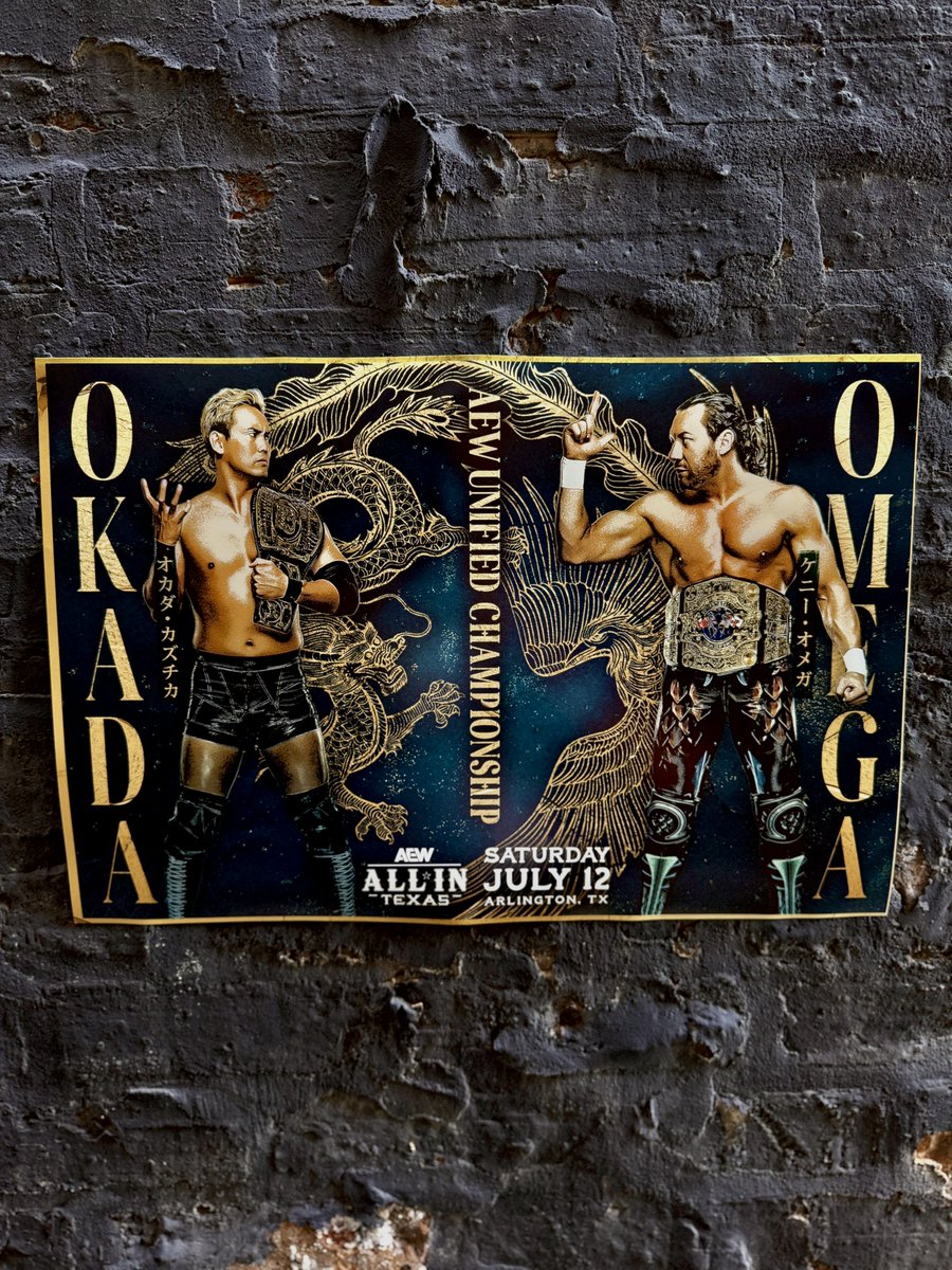 PWTees's tweet image. A battle for unification 💴 🪽 @rainmakerXokada vs. @KennyOmegamanX - AEW ALL IN Texas - 7-12-25 (Hand-Numbered 1-50) 🔗 Link Below
🖼️: pwtees.co/4kOtSM4