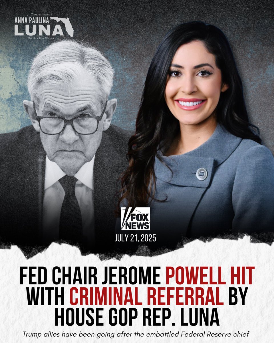 RepLuna's tweet image. I have formally referred Jerome Powell to the DOJ for criminal investigation.
Chairman Powell knowingly misled both Congress and executive branch officials about the true nature of a taxpayer-funded project. Lying under oath is a serious offense— especially from someone tasked…