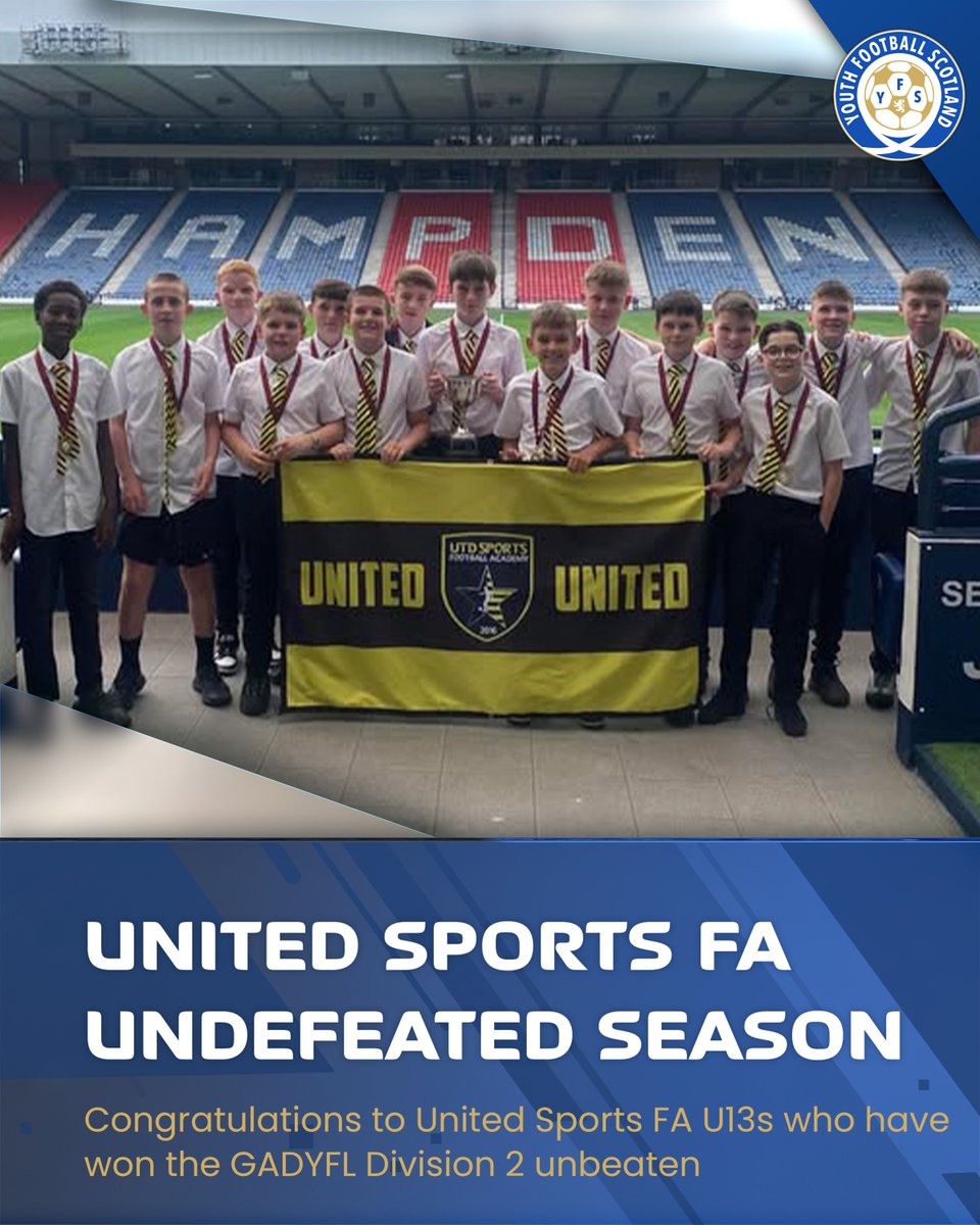 yfst's tweet image. 饾棖饾棝饾棓饾棤饾棧饾棞饾棦饾棥饾棪 馃弳
Congratulations to United Sports FA U13s, Glasgow and District YFL Division 2 unbeaten winners 2025!
饾棗饾棤 饾槀饾榾 饾槅饾椉饾槀饾椏 饾棸饾椀饾棶饾椇饾椊饾椂饾椉饾椈饾榾 饾椊饾椉饾榾饾榿饾榾