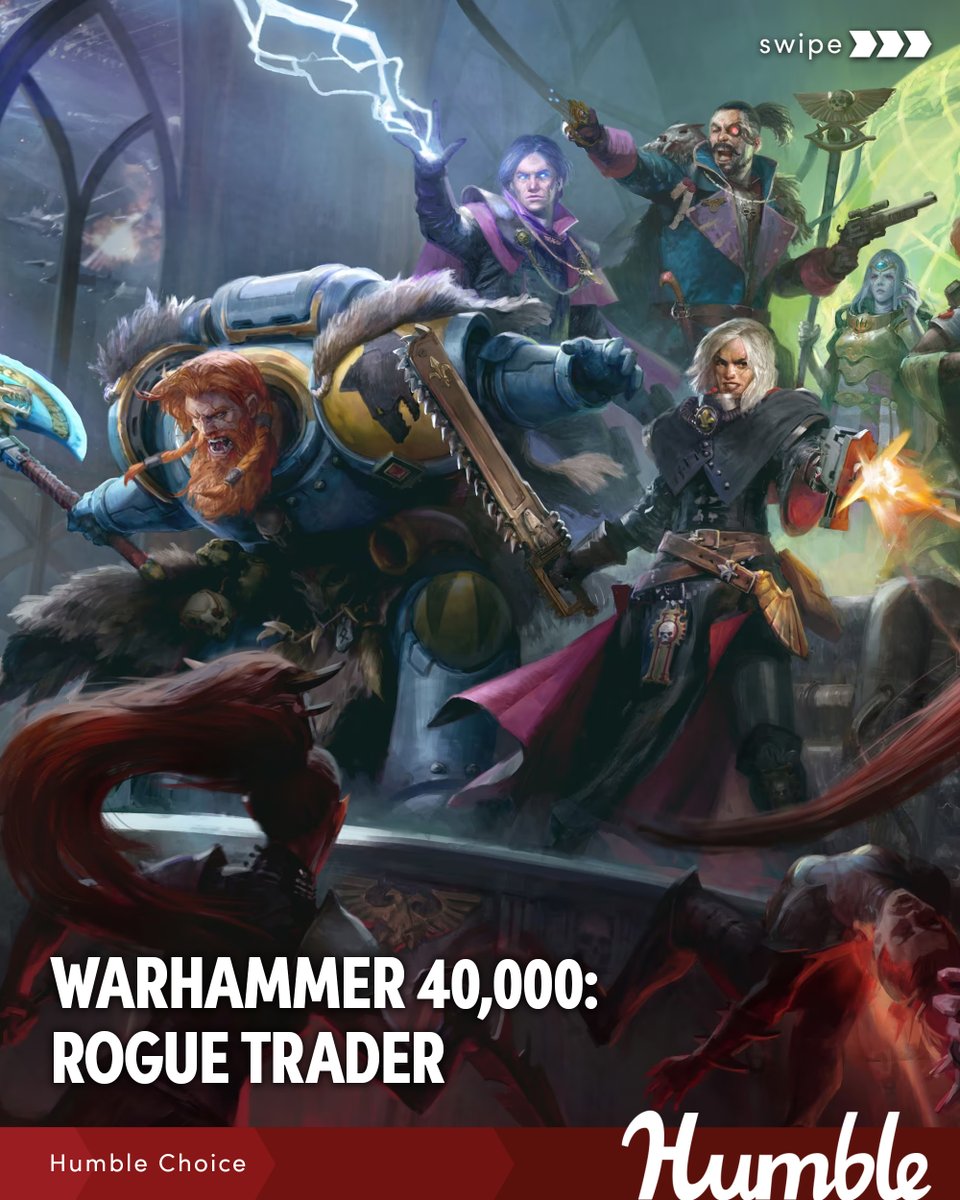 humble's tweet image. Travel aboard your personal, giant voidship between the multitude of systems of the Koronus Expanse and slaughter the enemies of Mankind in Warhammer 40,000: Rogue Trader.
Humble Choice for July supports @CovenantHouse | bit.ly/4et49aH