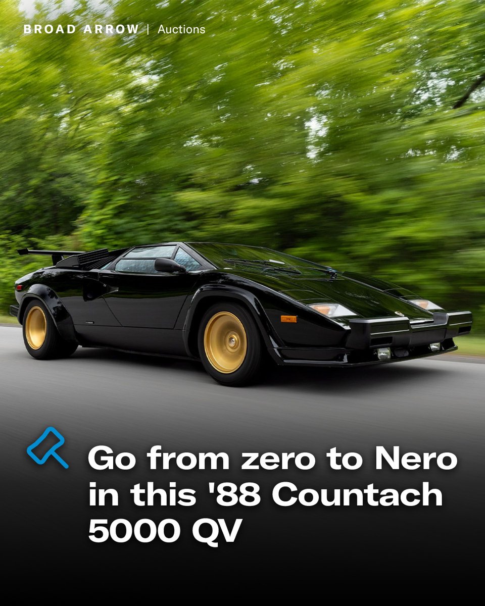 Hagerty's tweet image. This is one of only 66 fuel-injected examples of the Countach 5000 QVs produced worldwide, and it's coming to auction during Monterey Car Week 👀
Will you be this bad bull's second-ever owner?
Click the pic for more info and images: broadarrowauctions.com/vehicles/jc25_…