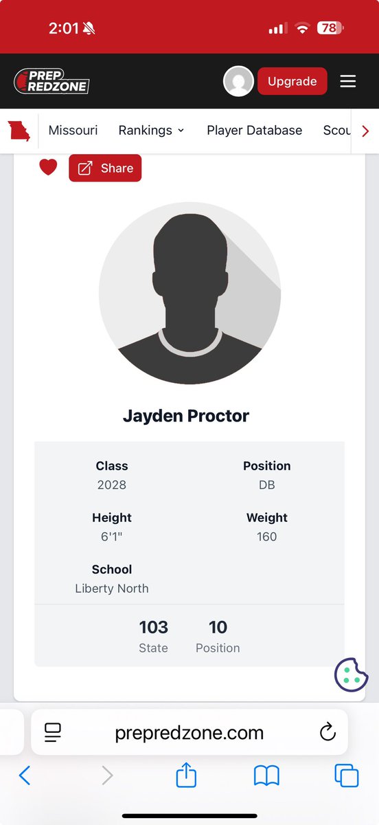 Blessed to be ranked by <a href="/PrepRedzoneMO/">Prep Redzone Missouri</a> as a top 10 DB! Lots more work to be done though. <a href="/RecruitLNEagles/">Liberty North Football Recruiting</a> 
<a href="/CoachALierman/">Coach Lierman</a> <a href="/LNEagleFootball/">Eagle Football</a>