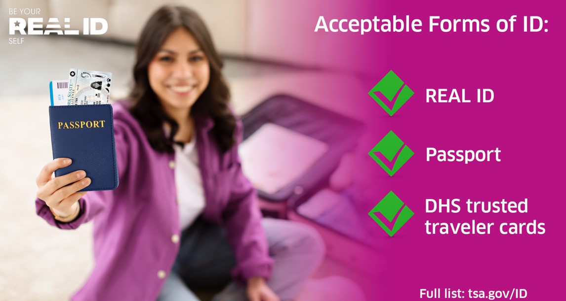 TSA's tweet image. You’ve heard about it, but are you wondering… what is REAL ID?
REAL ID sets the standard for the issuance of IDs. Your ID is more secure & you're less susceptible to identity fraud. You can only get a REAL ID from your local DMV, so get yours today for a safer tomorrow!