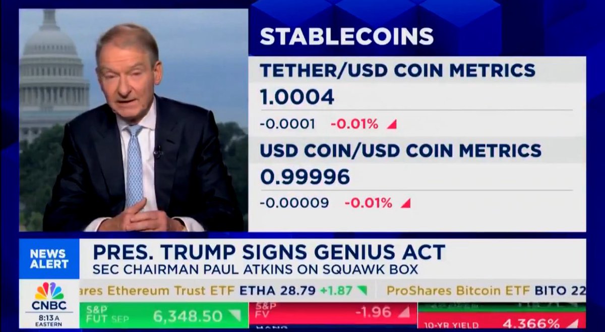 basedkarbon's tweet image. They're tracking stablecoin performance on CNBC like it's gonna have a move