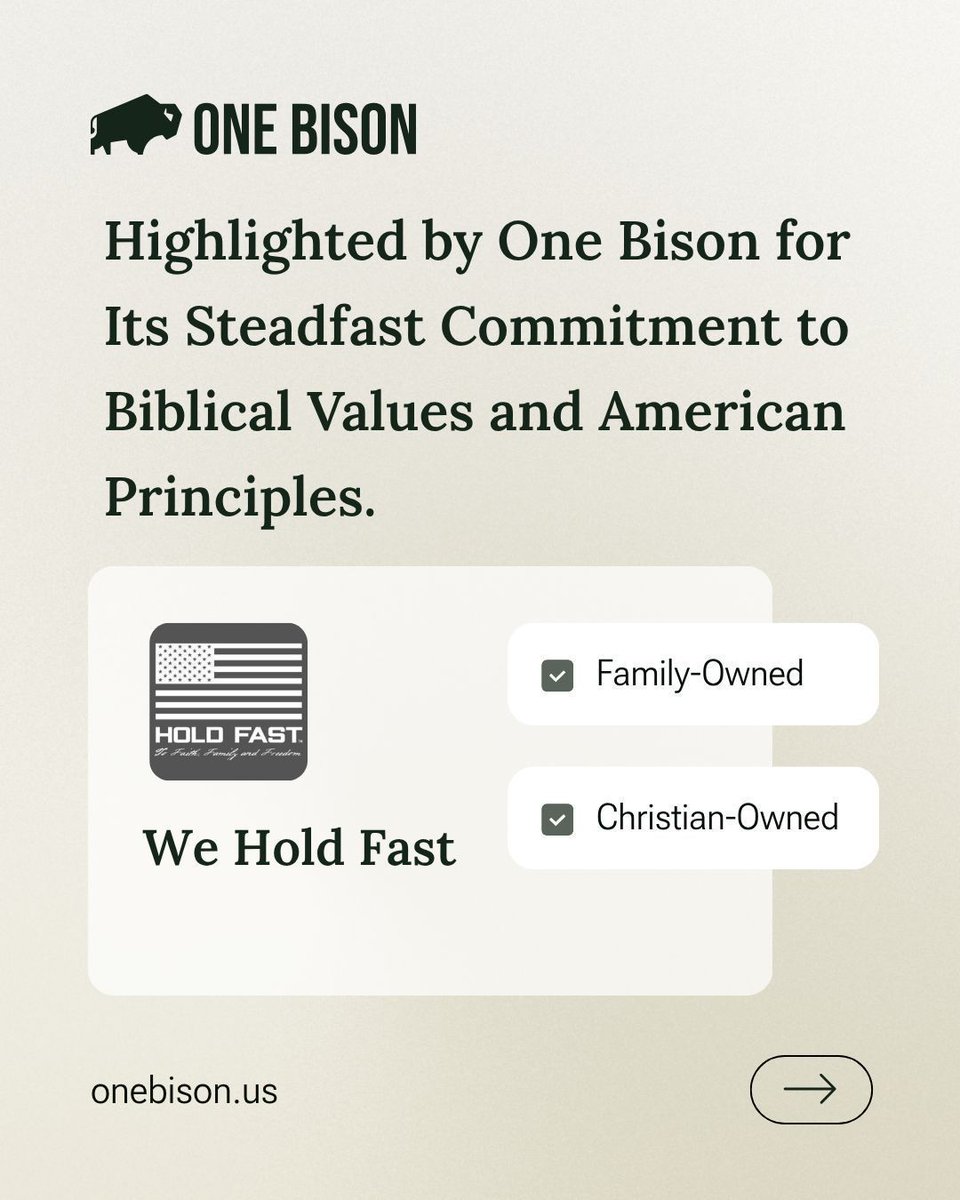 You’ll find all kinds of businesses on One Bison. What ties them together is a shared respect for the kinds of values that last. It’s a place to find businesses that still hold to true values - whether that’s faith, family, freedom, or all three. 🇺🇸 

Support businesses that