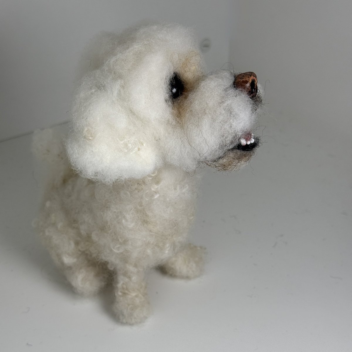 ffinlaysonart's tweet image. A needle felted dog which reached its new home