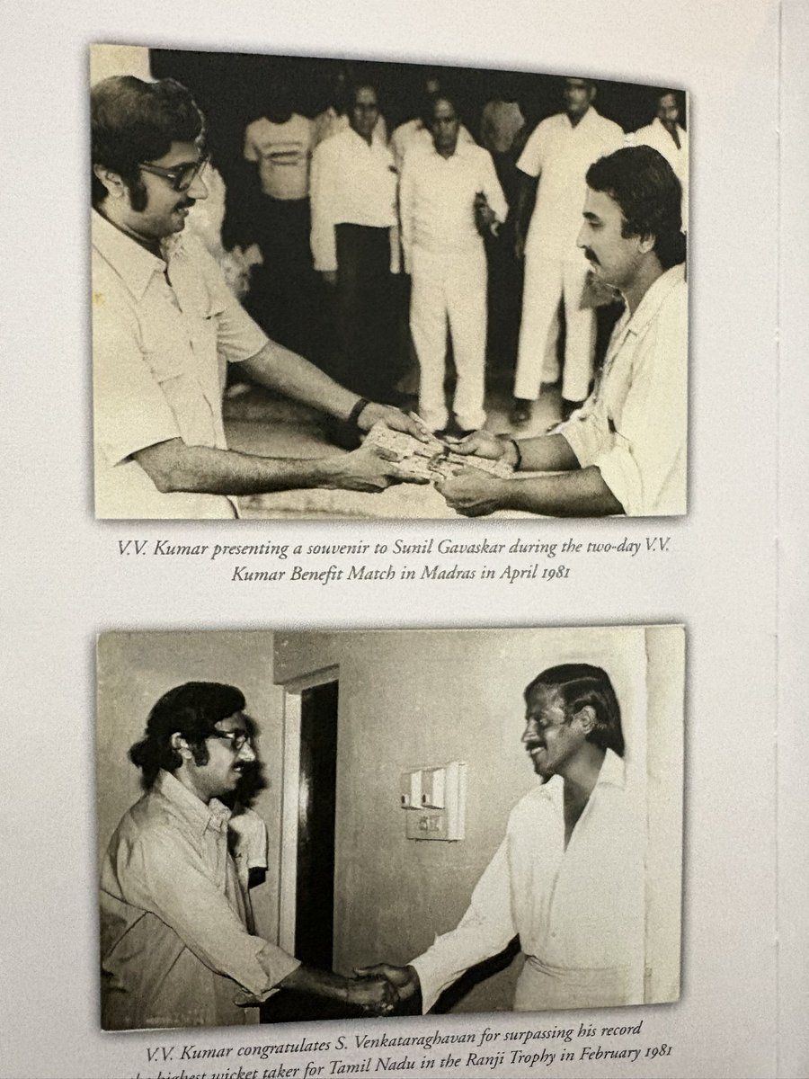 AdityaBhushan3's tweet image. Thanks to VV Kumar Sir for sending this book celebrating his 90th. A thorough gentleman and the first bowler to take 300 Ranji wickets. He had a built a solid bowling partnership with S Venkataraghavan for Tamil Nadu.
