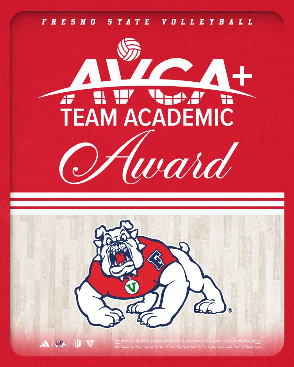 FresnoStateVB's tweet image. 𝐒𝐓𝐔𝐃𝐄𝐍𝐓-Athletes 📚 

The Bulldogs have earned the AVCA Team Academic Award for the sixth straight season‼️ 

#DoHardBetter