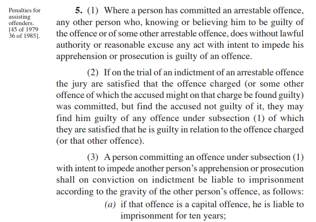 BrentDWinter's tweet image. Assisting a fugitive - Section 5 of the Criminal Law Act.
For the bush & stush lawyers out there... Should he be charged?