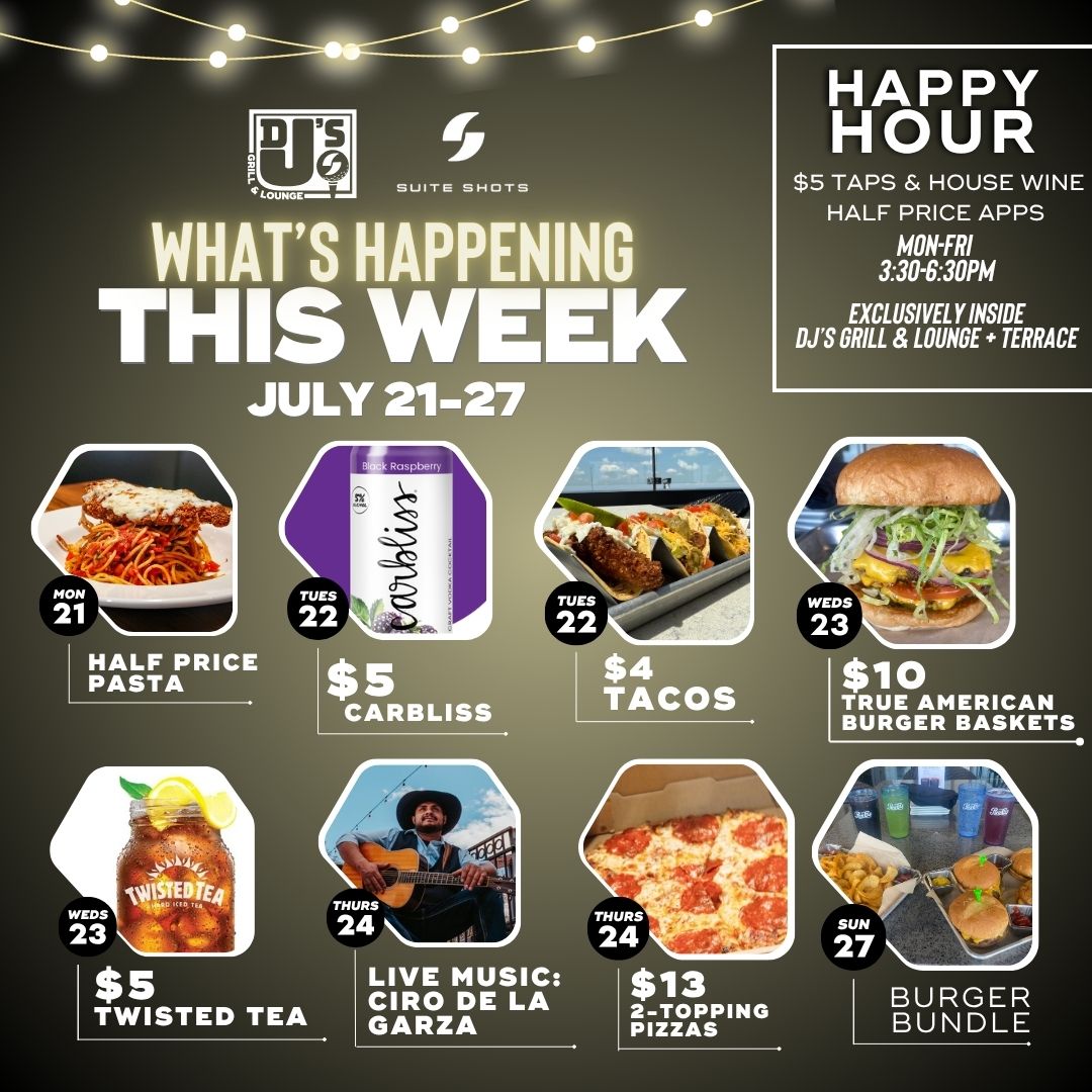 🌟 $30/hour bays (M-Th) PLUS all of these deals?! Yup, your week has been planned for you👏
•
Deals, promotions, &amp; events:
➡️ suiteshotsfargo.com/deals-promos/
➡️ suiteshotsfargo.com/events/
#SuiteShots #DJsGrillLounge #LiveMusic