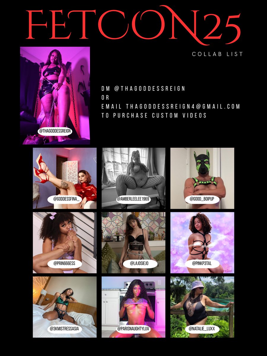 Manchester May 13th-16th | Ebony Goddess (@thagoddessreign) on Twitter photo FETCON25 Collab Line Up
Double/Triples
<a href="/GoddessFina_/">𝐆𝐨𝐝𝐝𝐞𝐬𝐬 𝐅𝐢𝐧𝐚✨️FETISHCON 2025!</a> <a href="/amberleelee1969/">Amber Lee FETCON Aug 7th-10th-Select Booking Now!</a> <a href="/Good_BoiPup/">Good boi pup ➡️ Booking Fetcon 8/5-8/11</a>
<a href="/Natalie_luxx/">Natalie Luxxurious St Pete Tampa 8/5 - 8/9</a> <a href="/ParisNaughtyLuv/">Paris Love (FLORIDA'S EBONY FETISH BADDIE 👸🏾)</a>
Doubles
<a href="/Prin666ess/">Princess Sophia Quinn👑💕 FETISHCON '25 ~ AUG 6-11</a>
<a href="/lajosiejo/">Josie Jo 👑 Petite Princess @ Fetcon AUG 6-10th⏪</a>
<a href="/3KMistressAsia/">GODDESS ASIA 👠 DC FINDOM - FETCON2025 Aug. 7-11</a>
<a href="/pinkp3tal/">Sakura🌸 DM for Fetishcon Booking</a>
Dm or
Email Thagoddessreign4@gmail.com
For Customs FETCON25 Collab Line Up
Double/Triples
<a href="/GoddessFina_/">𝐆𝐨𝐝𝐝𝐞𝐬𝐬 𝐅𝐢𝐧𝐚✨️FETISHCON 2025!</a> <a href="/amberleelee1969/">Amber Lee FETCON Aug 7th-10th-Select Booking Now!</a> <a href="/Good_BoiPup/">Good boi pup ➡️ Booking Fetcon 8/5-8/11</a>
<a href="/Natalie_luxx/">Natalie Luxxurious St Pete Tampa 8/5 - 8/9</a> <a href="/ParisNaughtyLuv/">Paris Love (FLORIDA'S EBONY FETISH BADDIE 👸🏾)</a>
Doubles
<a href="/Prin666ess/">Princess Sophia Quinn👑💕 FETISHCON '25 ~ AUG 6-11</a>
<a href="/lajosiejo/">Josie Jo 👑 Petite Princess @ Fetcon AUG 6-10th⏪</a>
<a href="/3KMistressAsia/">GODDESS ASIA 👠 DC FINDOM - FETCON2025 Aug. 7-11</a>
<a href="/pinkp3tal/">Sakura🌸 DM for Fetishcon Booking</a>
Dm or
Email Thagoddessreign4@gmail.com
For Customs
