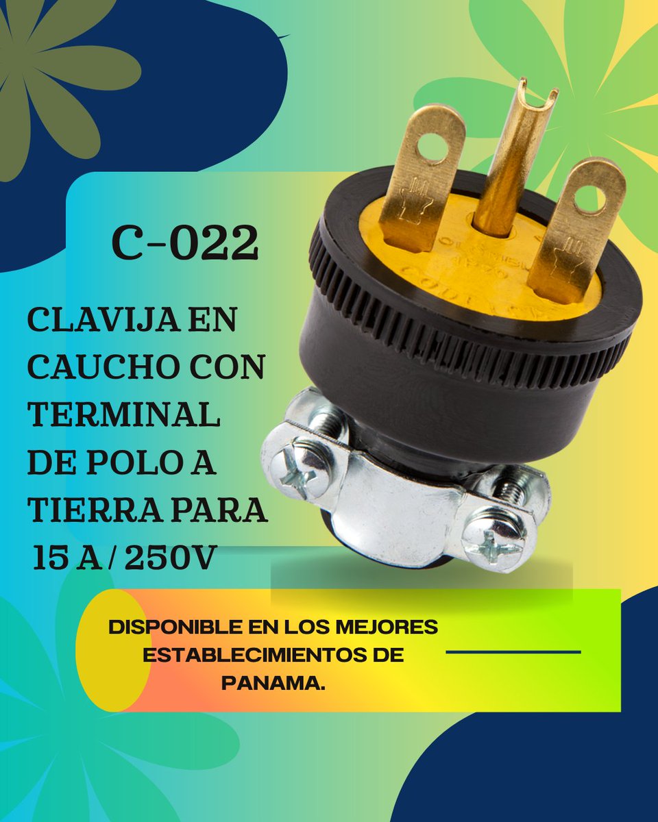 ptycodelca's tweet image. ¡Potencia tus conexiones con seguridad! 🔌 La Clavija de Caucho C-022 de Codelca (15A/250V) ofrece la máxima protección con polo a tierra.¡Ideal para uso rudo! 
#ptyCodelca #ConexiónSegura #Electricidad  #Innovación #DistribuidorAutorizado #CalidadCodelca #HerramientasEléctricas