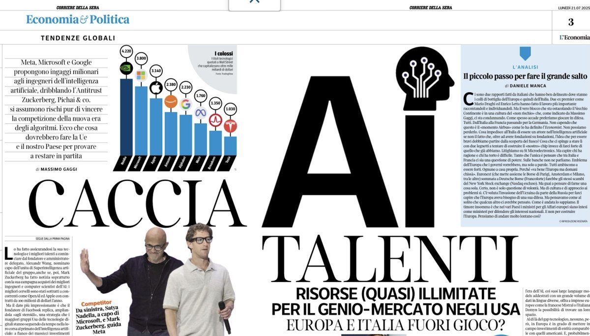 Caccia #AI talenti. <a href="/Corriere/">Corriere della Sera</a>