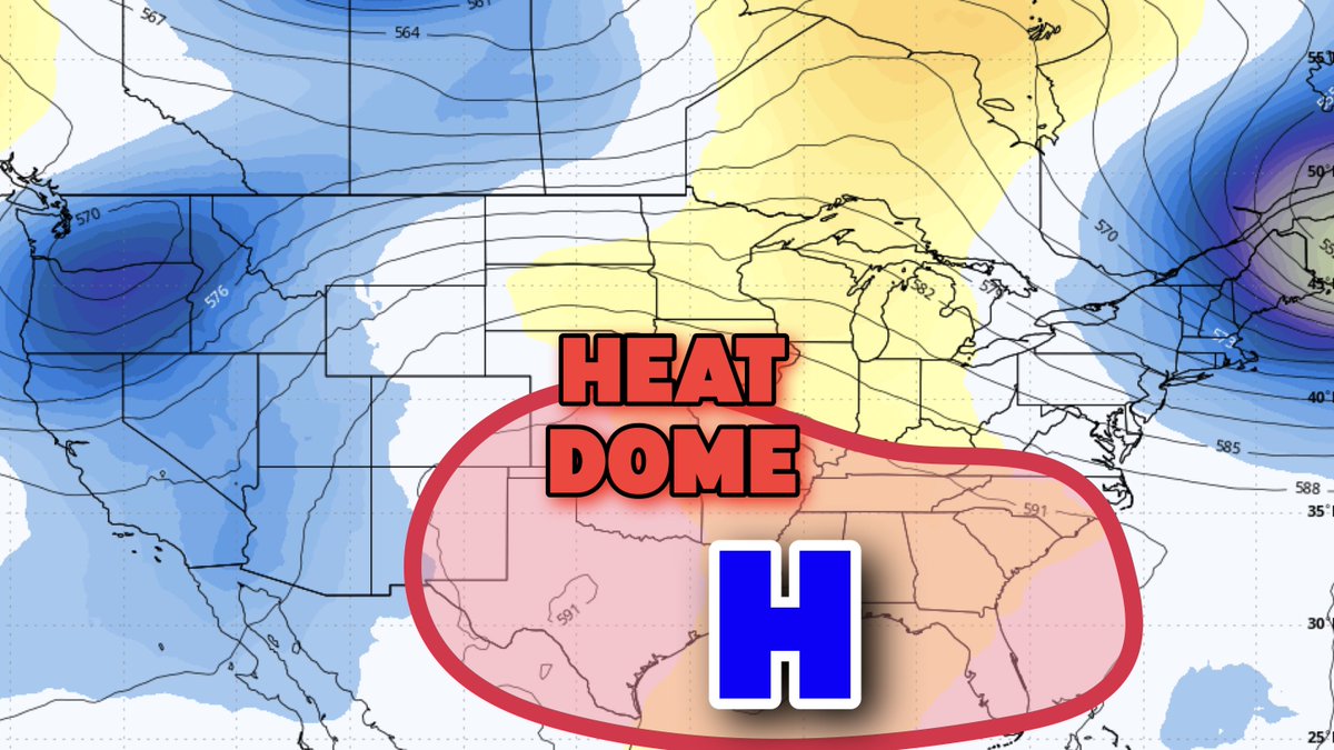 MyRadarWX's tweet image. RING OF FIRE pattern: A heat dome, or ridge of high pressure, is present over much of the mid-South, leading to hot temperature and stifling humidity. On the edge of the heat dome, strong to severe thunderstorms are possible, tracing a "ring of fire" around the edges. (This is…