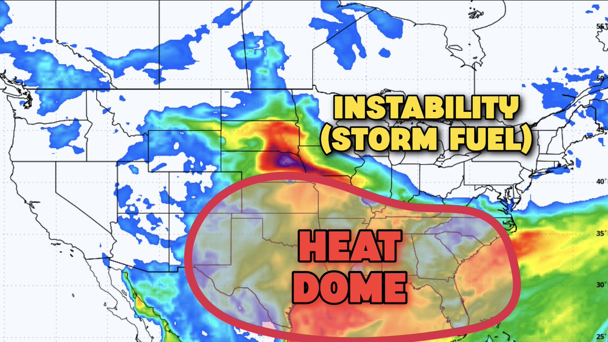 MyRadarWX's tweet image. RING OF FIRE pattern: A heat dome, or ridge of high pressure, is present over much of the mid-South, leading to hot temperature and stifling humidity. On the edge of the heat dome, strong to severe thunderstorms are possible, tracing a "ring of fire" around the edges. (This is…