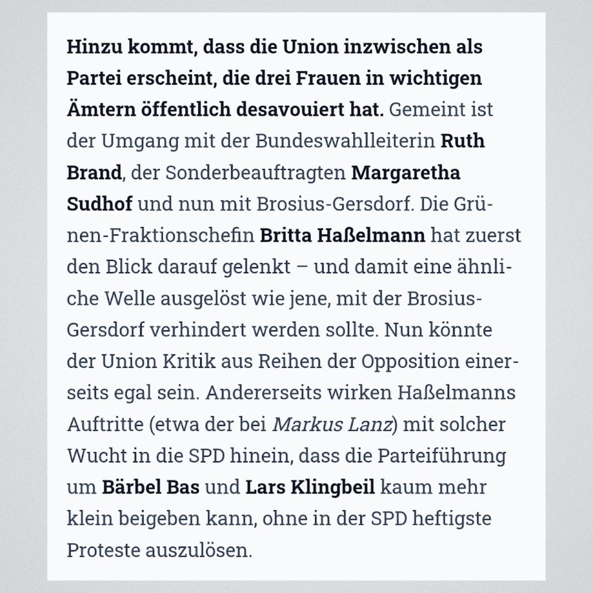 djpr's tweet image. Es gibt also schon noch ein paar CDU-Abgeordnete, die erkannt haben, was in ihrer Partei schiefläuft.
„Wir schauen nicht mehr auf die Dinge selbst, wir leben und denken nur noch in Machtfragen“, klagt ein Abgeordneter, der seit Jahrzehnten in der CDU Verantwortung trägt. „Wir…