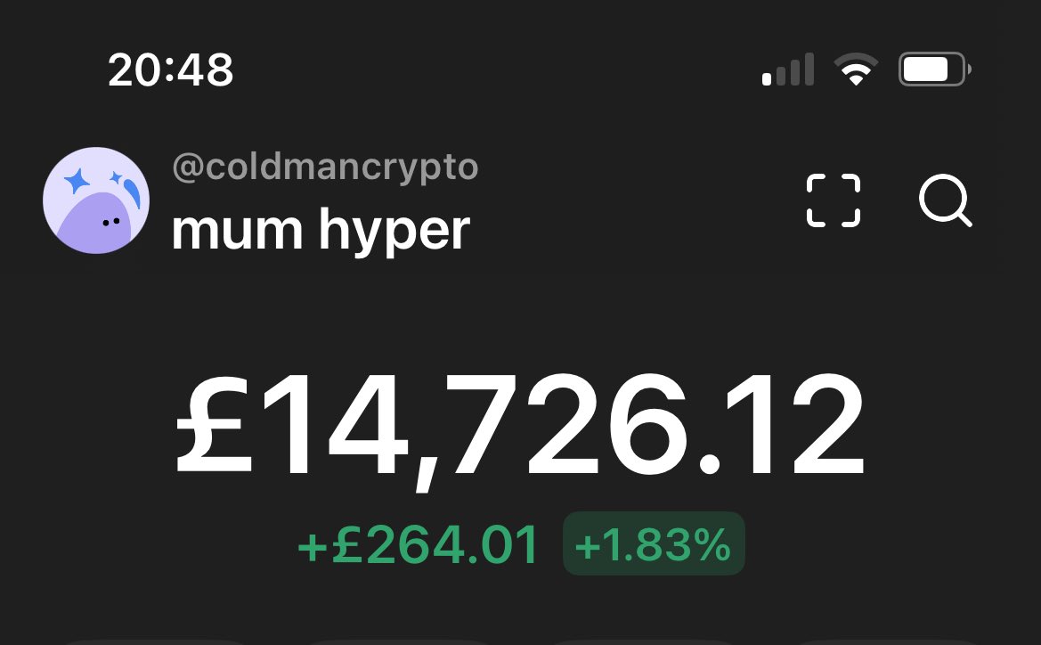 ColdManCrypto's tweet image. My parents have never touched crypto. Barely understand what it is. I’ve chatted to my dad about Bitcoin before, but never meme coins.
Until a few months ago… I set up with a wallet and bought £2k of $HYPER for each of them. They told me I was crazy.
Those wallets are now…