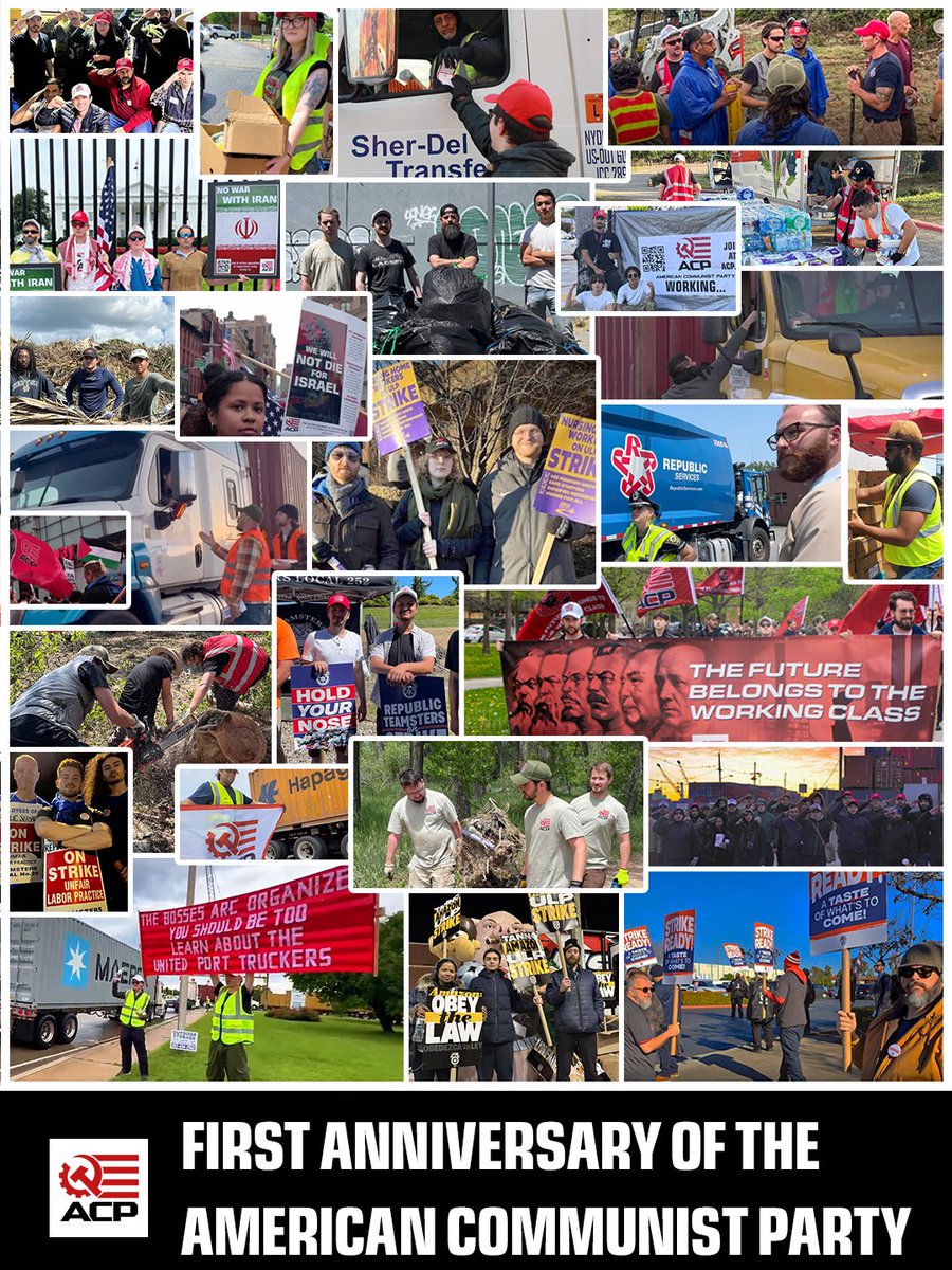 ACPMain's tweet image. 🎉 Today marks the first year anniversary of the American Communist Party!
From inception, our Party began only with the simple purport of unity and organization in dedication to the cause of the working class.
One year later, it has spread across the entire nation, becoming…