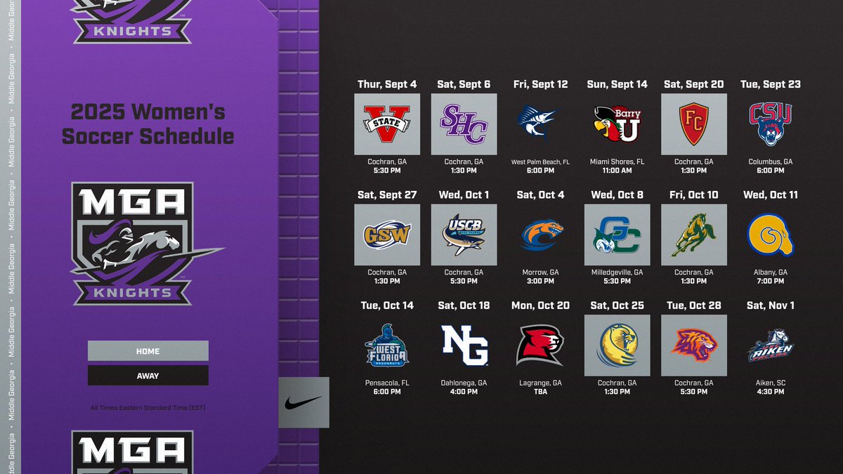 MGAKnights's tweet image. Women’s Soccer Announces Fall Schedule! #GoKnights #LightTheTorch
Edit: Updated times.
mgaknights.com/news/2025/7/21…