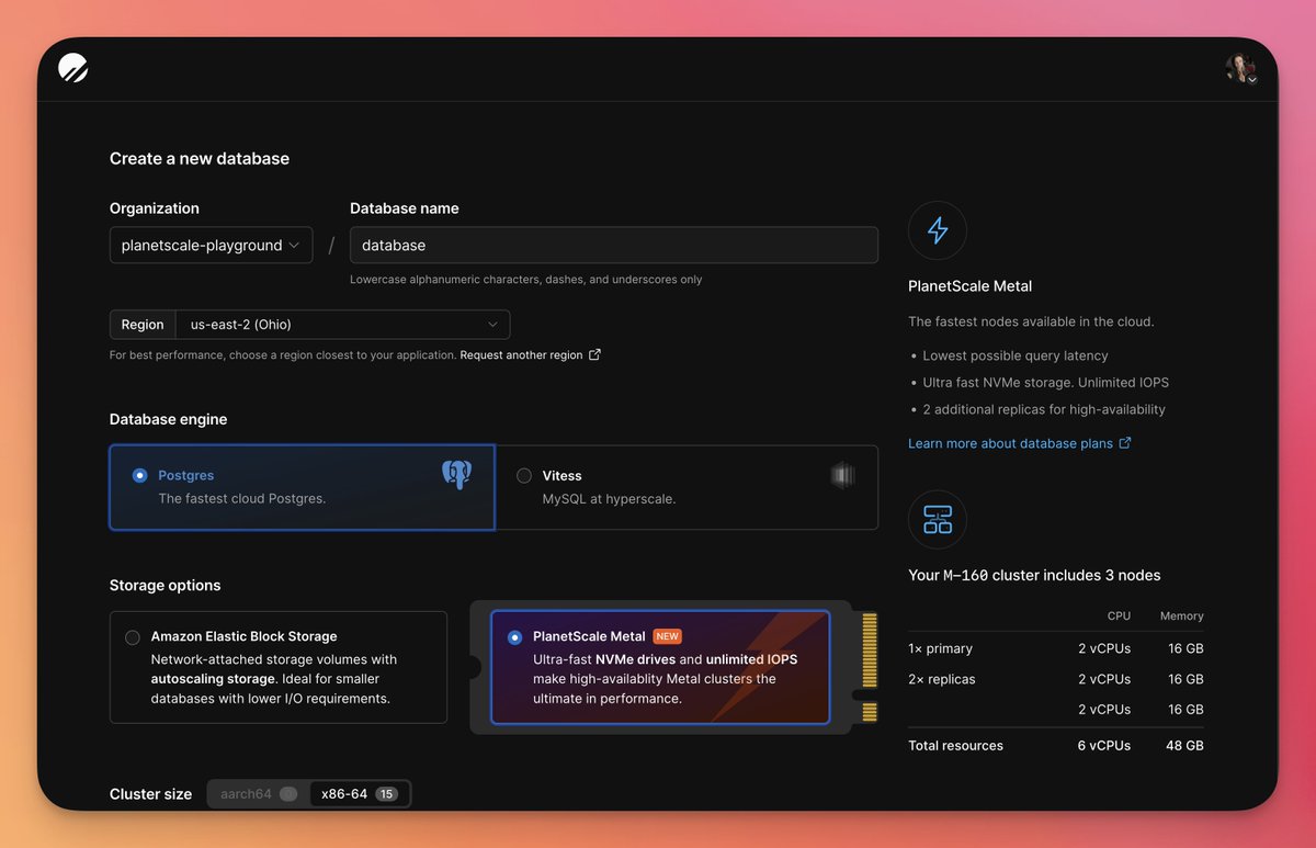 PlanetScale's tweet image. Consolidate your Postgres and MySQL databases on PlanetScale:
- Low latency and high throughout with NVMe-backed nodes
- Sharding for unlimited horizontal scale
- Observability into all active queries with actionable insights and recommendations
- Run in your own AWS / GCP…