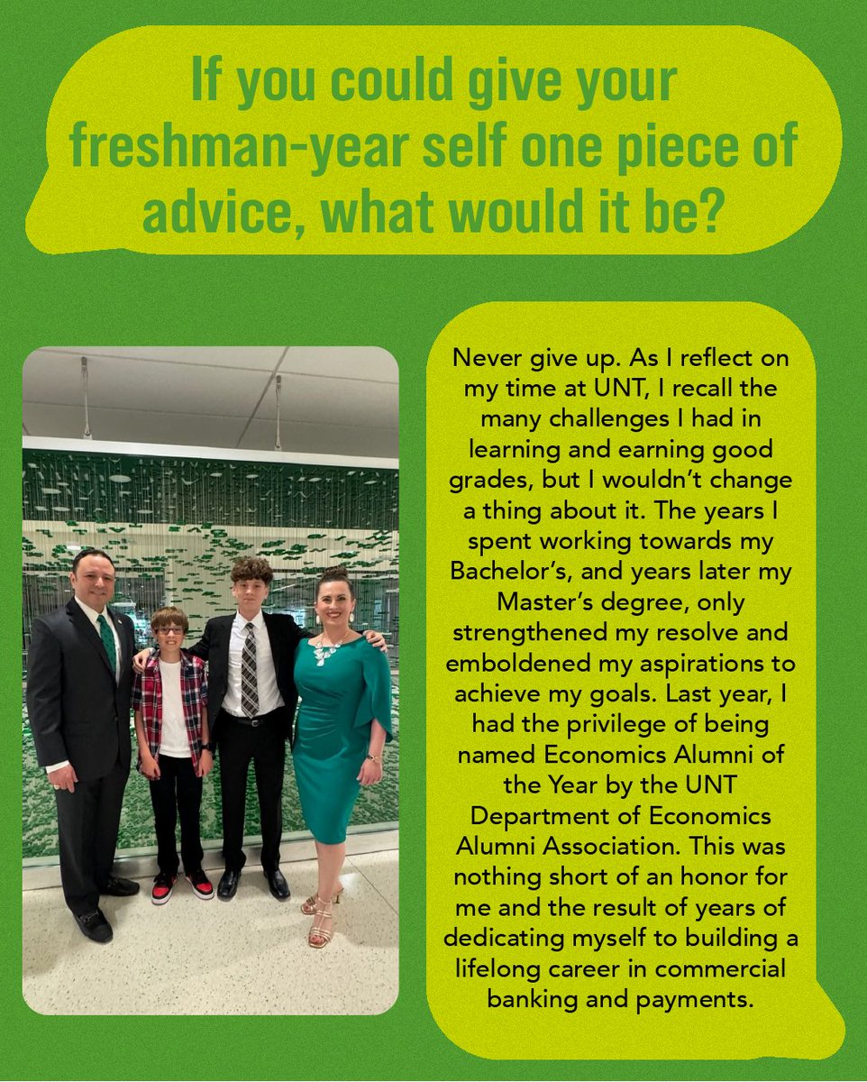 UNTAlumniAssoc's tweet image. ✨ UNT Alumni Spotlight ✨
➡️ Tony Feliciano, Executive Director at JPMorgan Chase, brings 22 years of banking experience. He lives in Frisco, TX with his wife Renae (also a UNT alum) and their sons, James and Thomas.