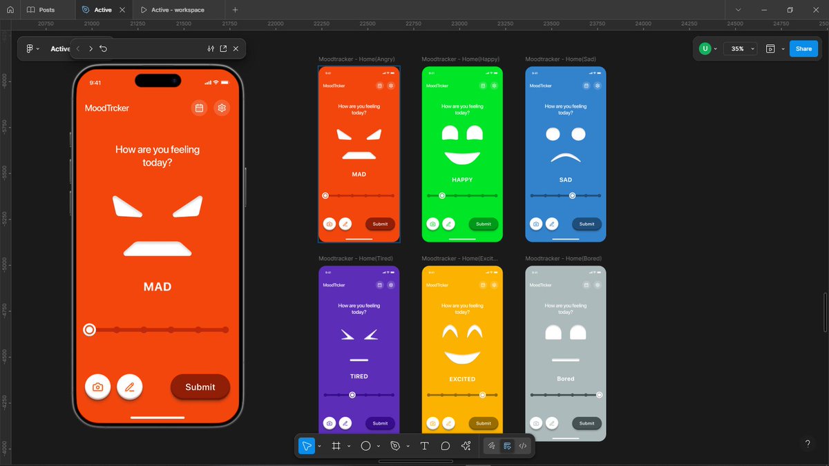 Working on a mood tracker app.

Do the colours match, and are the emotions properly expressed?